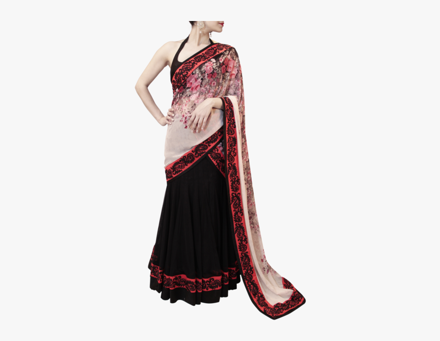 Black And Red Lehenga Saree - Photo Shoot, HD Png Download