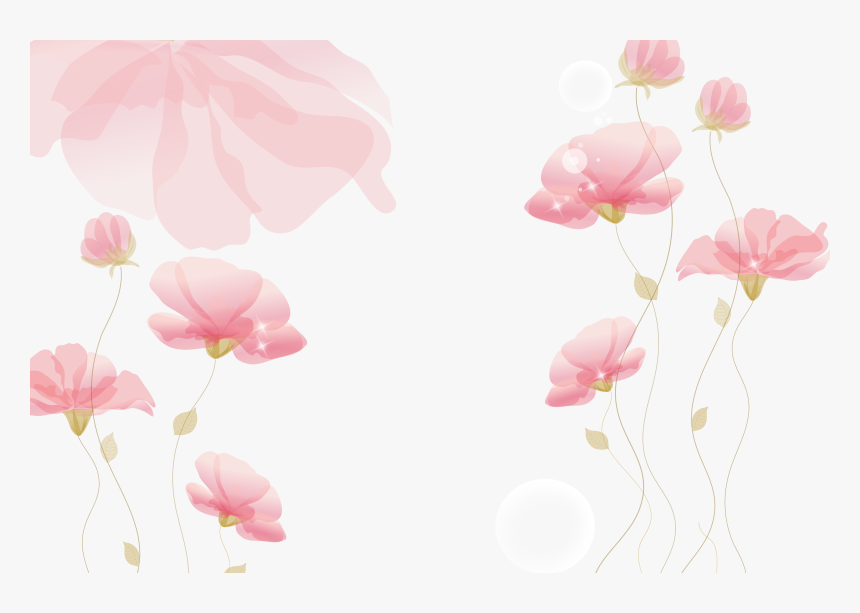 Ink Pink Flowers Background Png Download - Ink Flower Background, Transparent Png