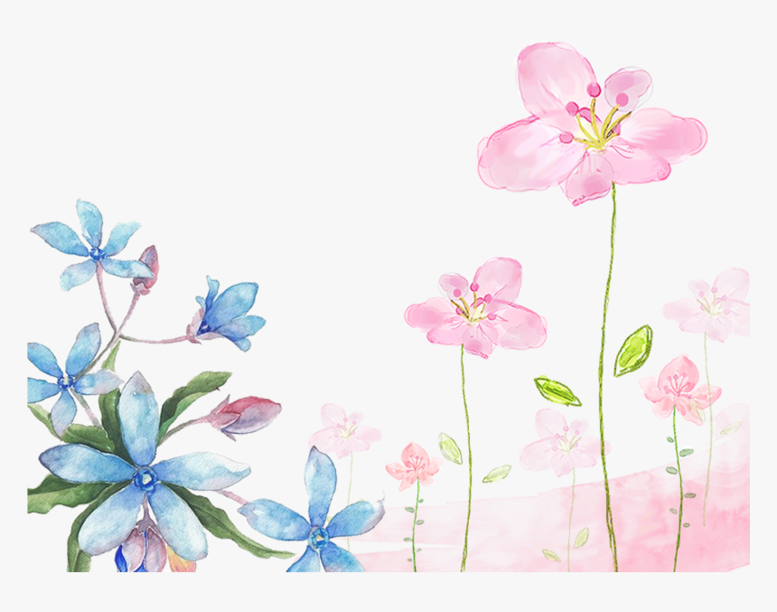 This Graphics Is Hand Painted Watercolor Flowers Decorative - Water Color Flower Background, HD Png Download