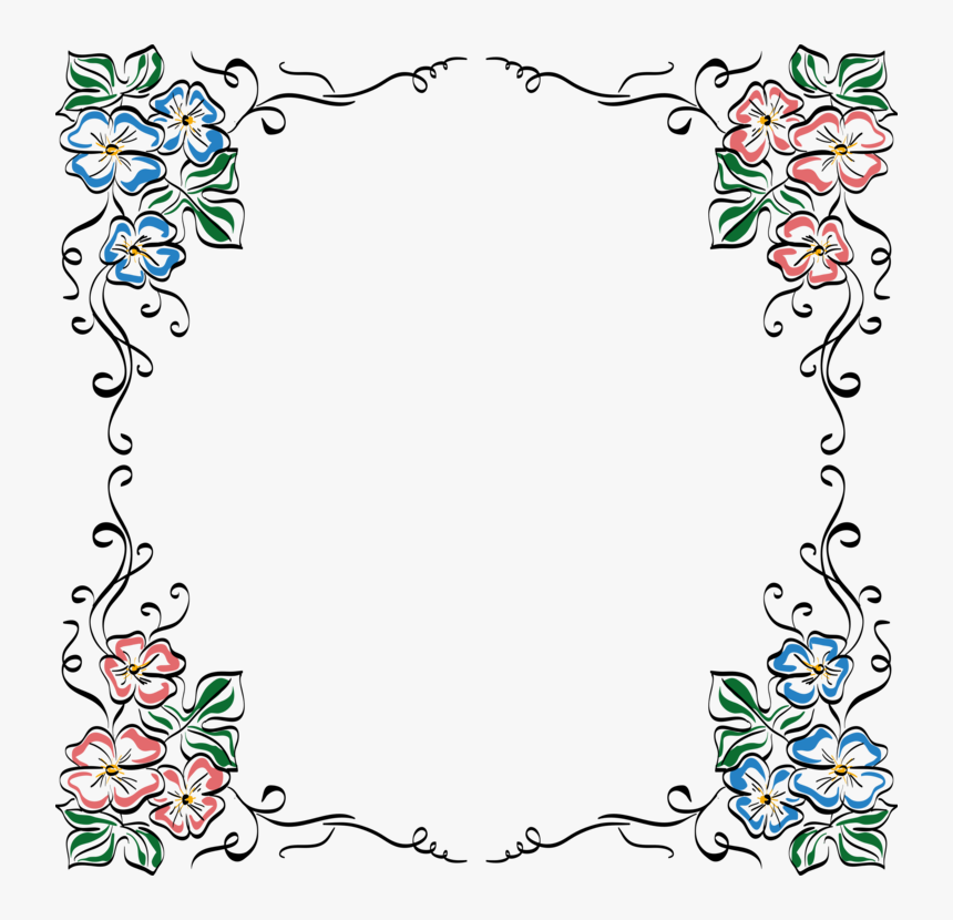 Picture Frame,art,symmetry - Drawing Of Flowers Borders, HD Png Download