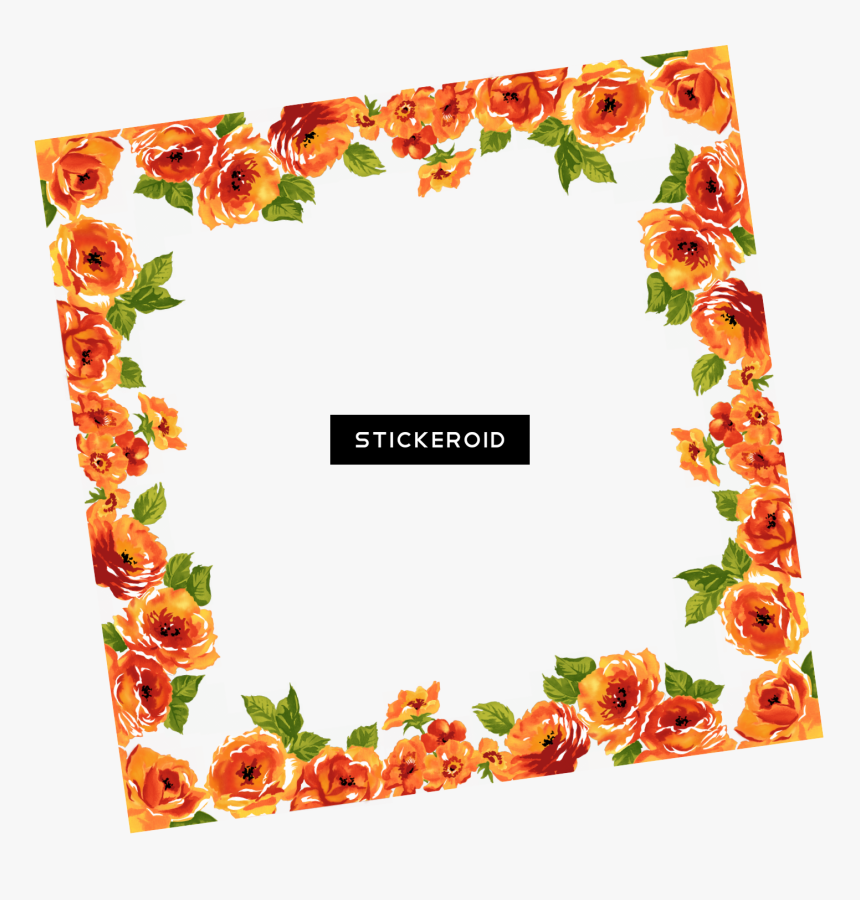 Flower Border Design Png , Png Download - Flower Design Border Orange, Transparent Png