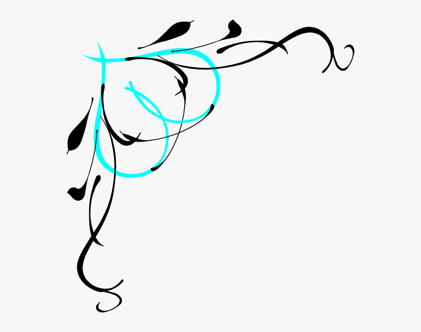 Vine Heart2 Clip Art - Pink And Blue Border Design, HD Png Download