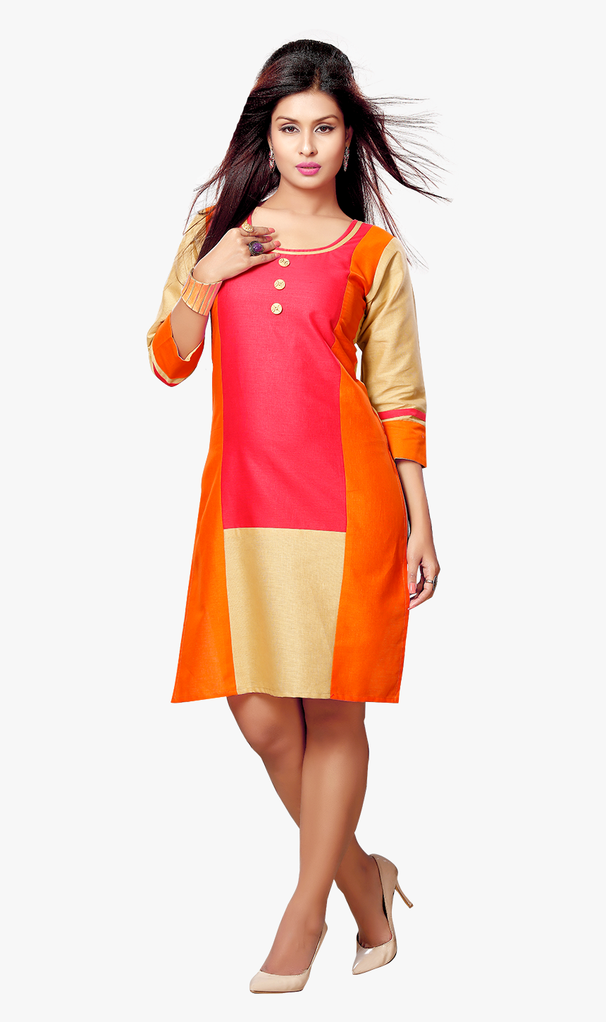 Yuri S Multicoloured Cotton Straight Kurti Yuri S Multicoloured - Women In Kurti Png, Transparent Png