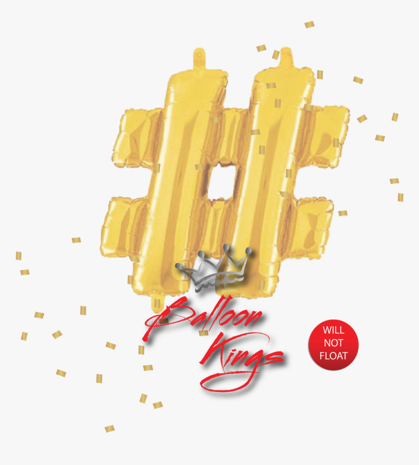 14in Gold Symbol Hashtag 14in Gold Symbol Hashtag - Hashtag Balloon Png, Transparent Png
