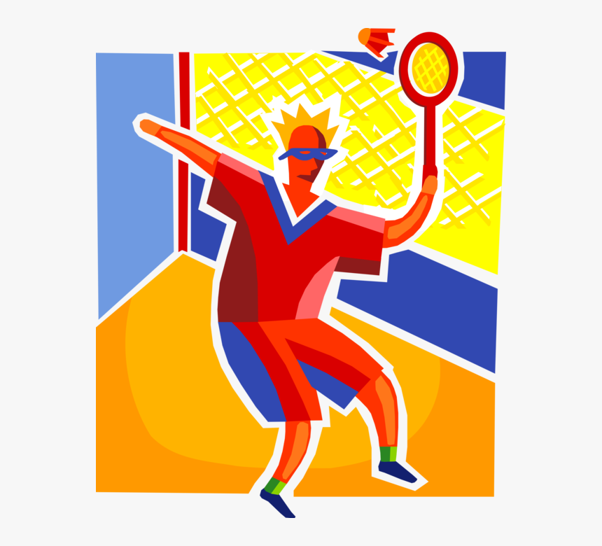 Vector Illustration Of Sport Of Badminton Player Swings, HD Png Download
