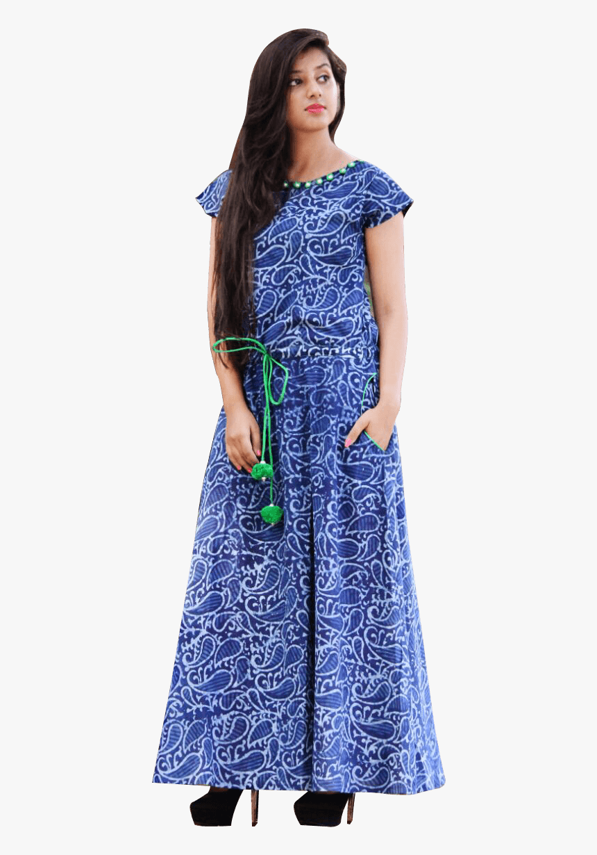 Floor Length Kurti Blue, HD Png Download