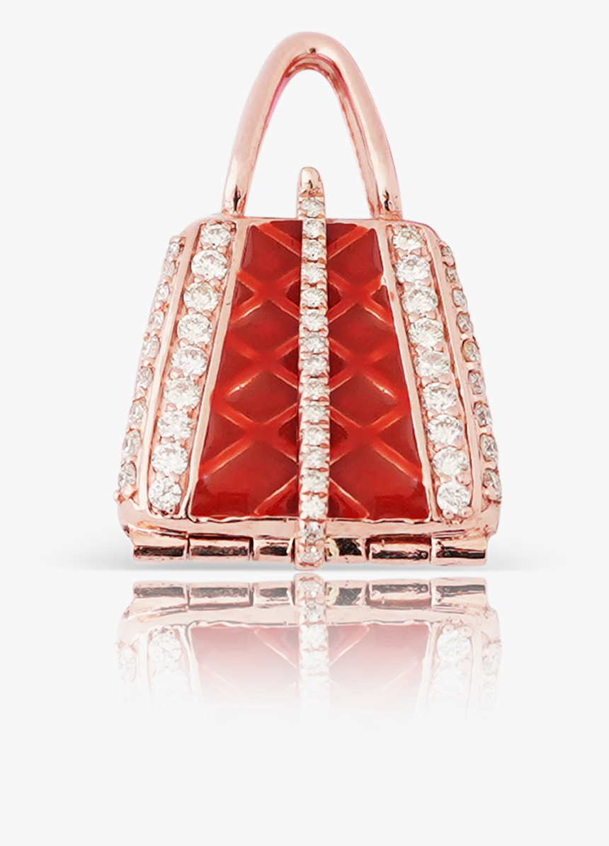 10k Rose Gold Diamond Ladies Purse Pendant - Birkin Bag, HD Png Download