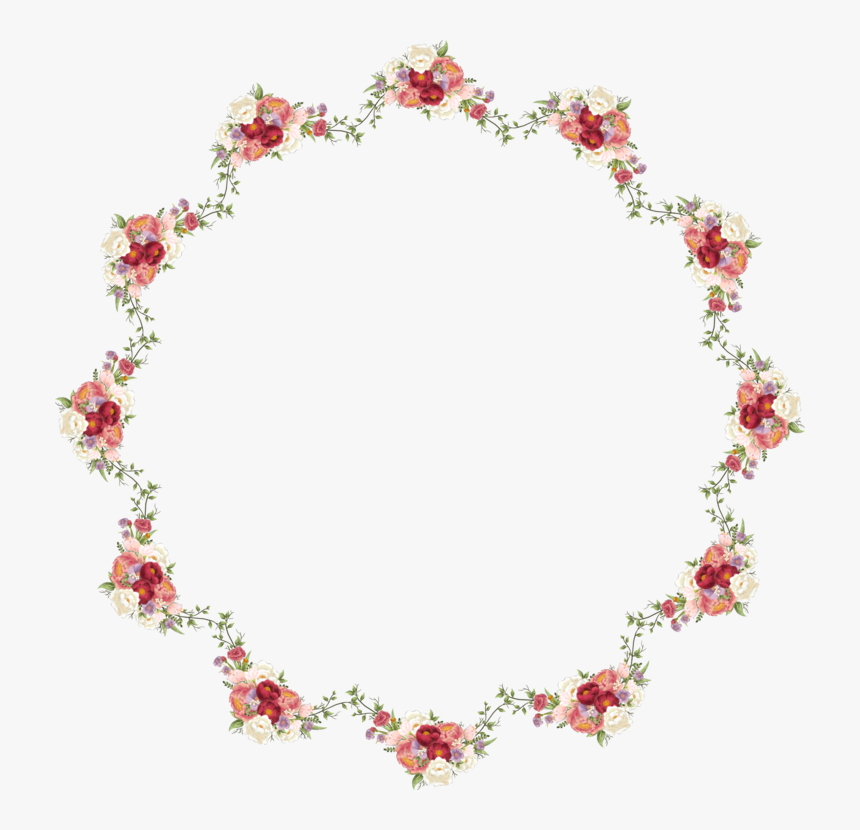 Pink,heart,plant - Watercolor Flowers Circle Frame, HD Png Download