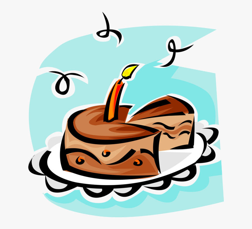 Vector Illustration Of First Birthday Cake With Lit, HD Png Download