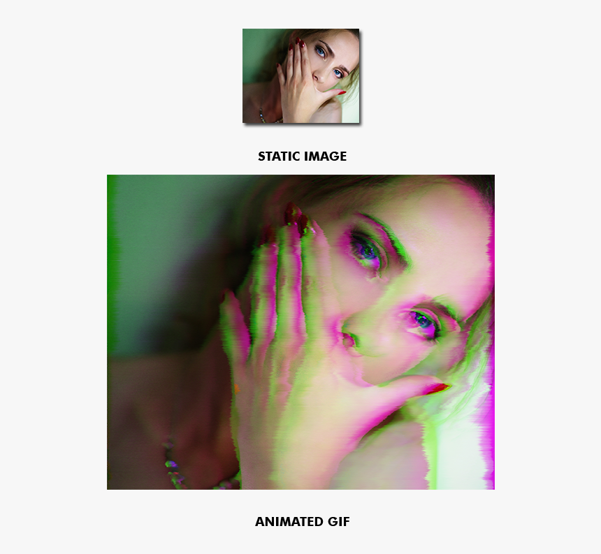 Gif Animated Glitch Photoshop Action - Girl, HD Png Download