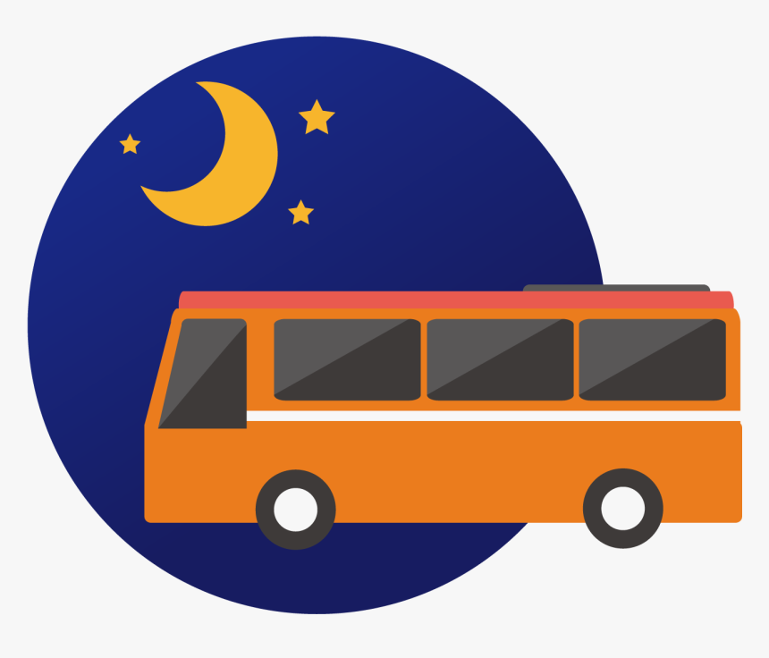 Travel By Night Bus - Night Bus Clipart, HD Png Download