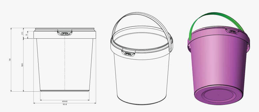 Design 1l Plastic Bucket - Plastic Bucket Design, HD Png Download