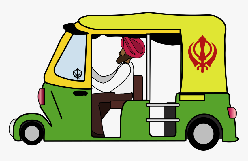 Graphic, India, Auto Rickshaw, Delhi, Khanda, Turban - Rickshaw Clipart, HD Png Download