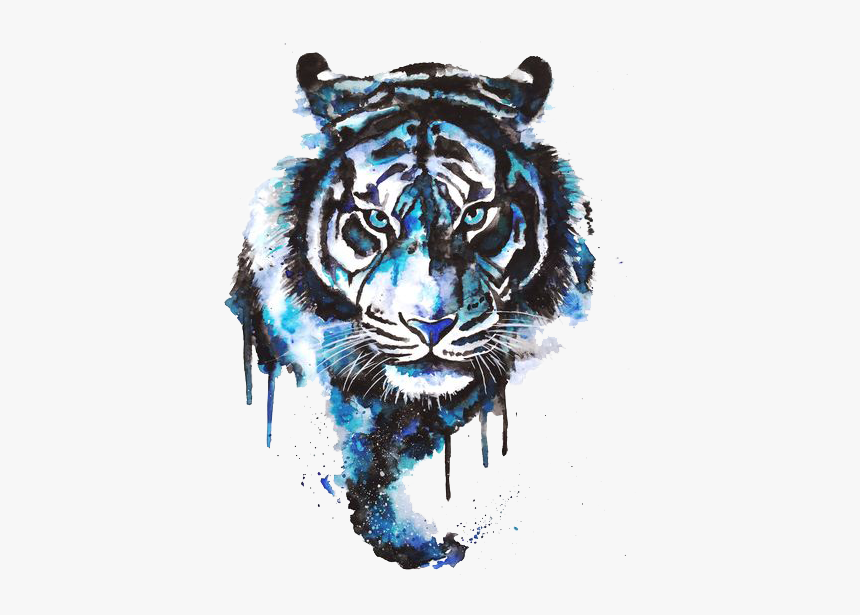 Tattoo Art Watercolor Tiger Painting Drawing Clipart - Tiger Tattoo Png, Transparent Png