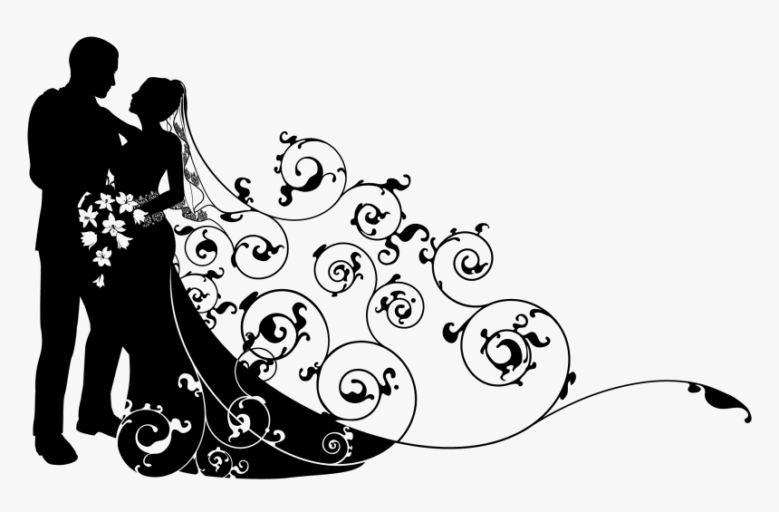 Black And White,line Art,vehicle,style,clip Art - Bride And Groom Background, HD Png Download