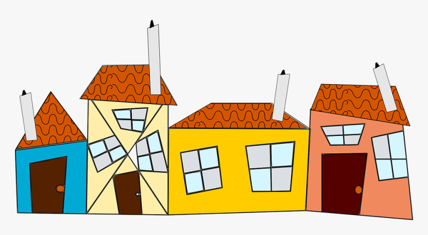 Neighbors, Neighborhood, Road, Lane, Chimney, Houses - Terraced House Clipart Png, Transparent Png