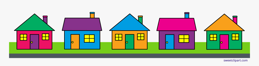 Clip Art Free Content Image Illustration Neighbourhood - Houses Clipart, HD Png Download
