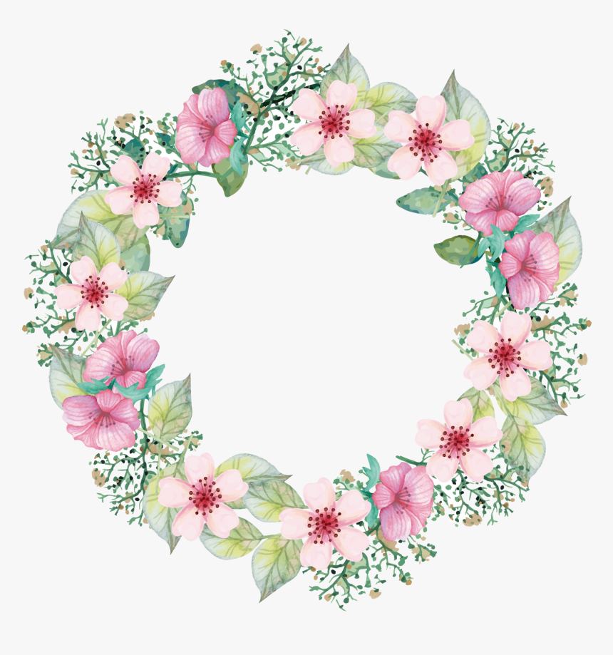 Garland Vector Pataka - Pink Flower Wreath Vector, HD Png Download