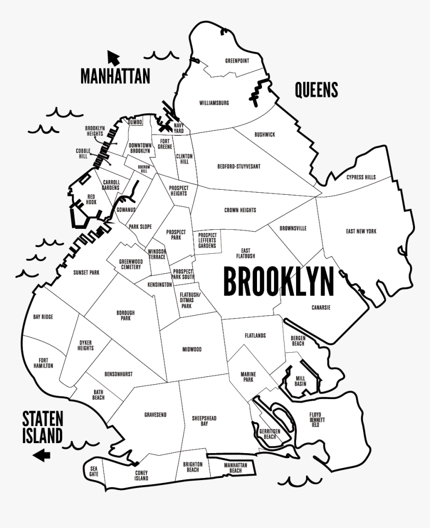 Banner Free Library Neighborhood Guide - Blank Map Of Brooklyn, HD Png Download