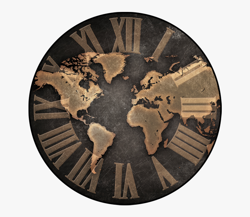 Wall Clocks With World Map, HD Png Download