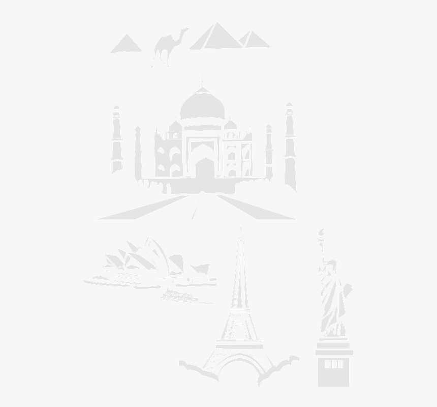Landmarks, Taj Mahal, Eiffel Tower, Pyramids - กราฟฟิก สถาน ที่ ท่องเที่ยว, HD Png Download