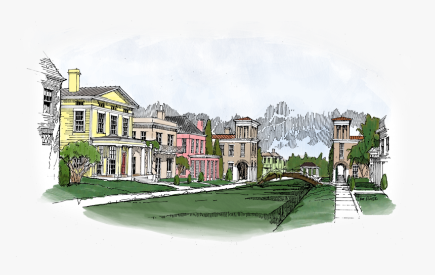 Prespective Drawing Neighborhood - House, HD Png Download