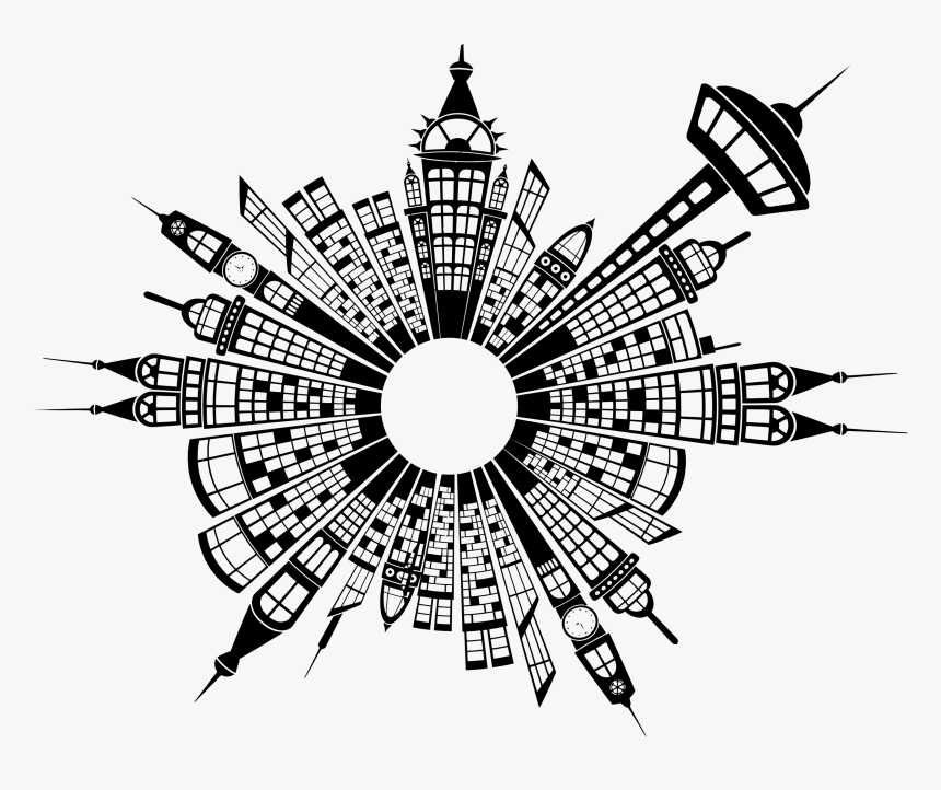 Collection Of Free Detorted - Round Building Silhouette, HD Png Download