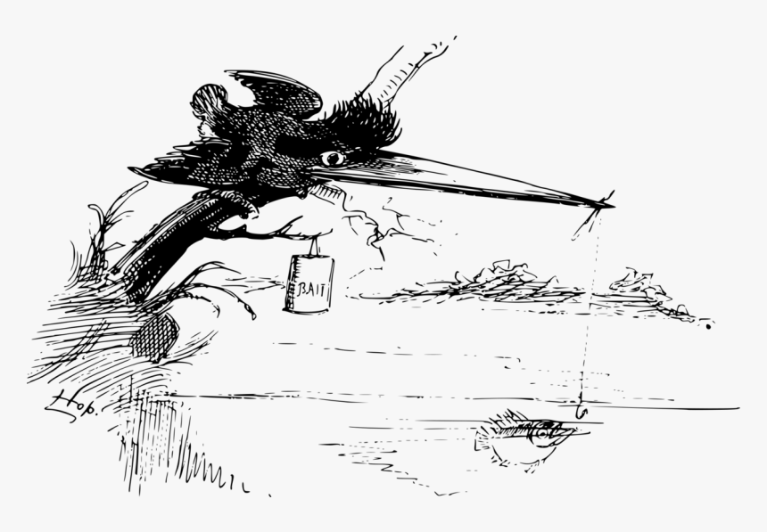 Art,monochrome Photography,tree - Fishing Bird Drawing, HD Png Download