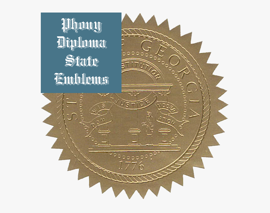 Georgia Embossed Gold State Emblem Applied To Fake, HD Png Download