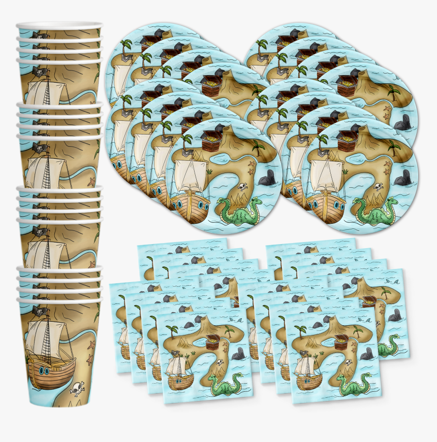 Pirate Treasure Map Birthday Party Tableware Kit For, HD Png Download