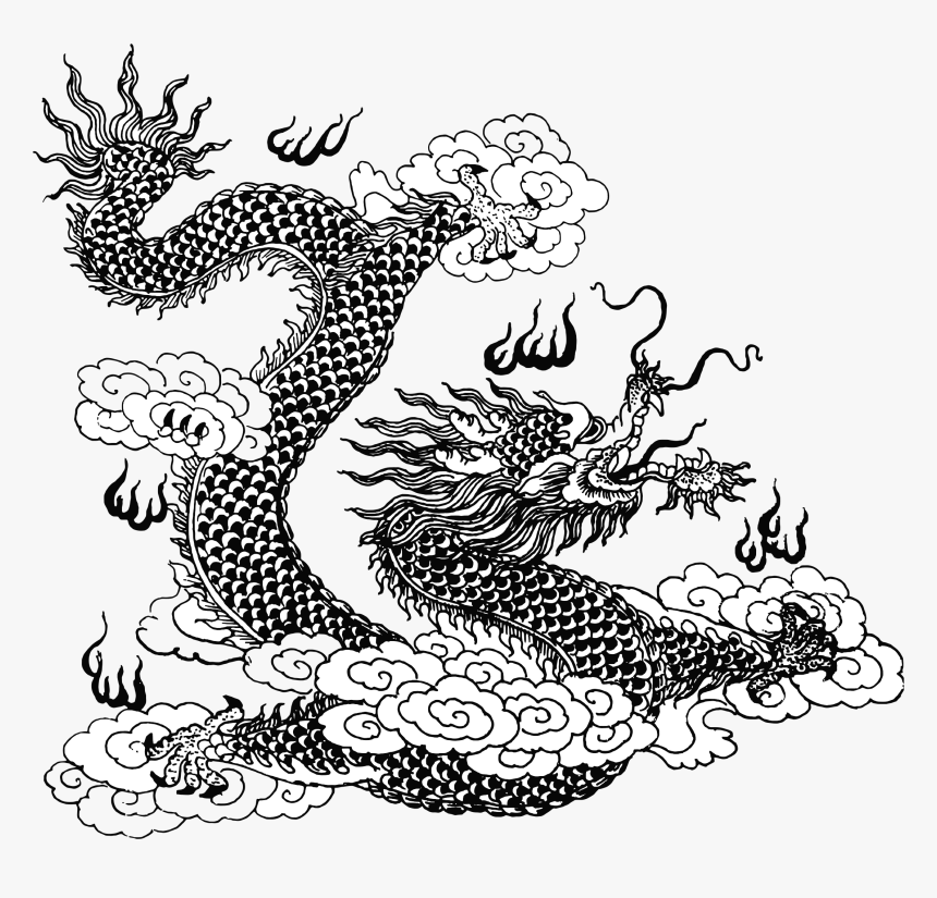 Asian Dragon Line Art 2 Clip Arts - Asian Dragon Line Art, HD Png Download