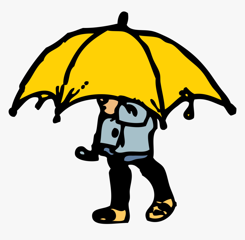 Little Boy Big Umbrella Clip Arts - Boy With Umbrella Clipart, HD Png Download