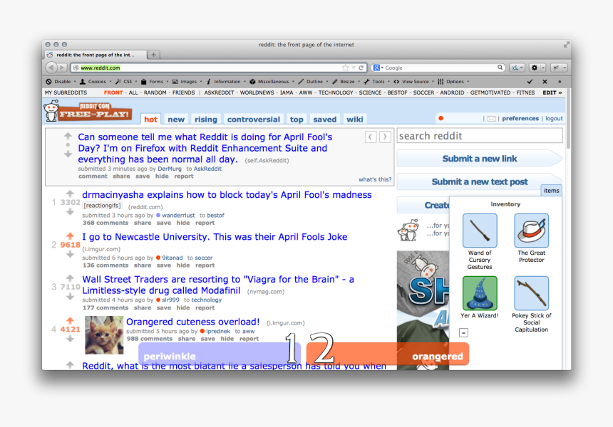Reddit, Periwinkle Vs Orangered, April Fools - Periwinkle Vs Orange Red, HD Png Download