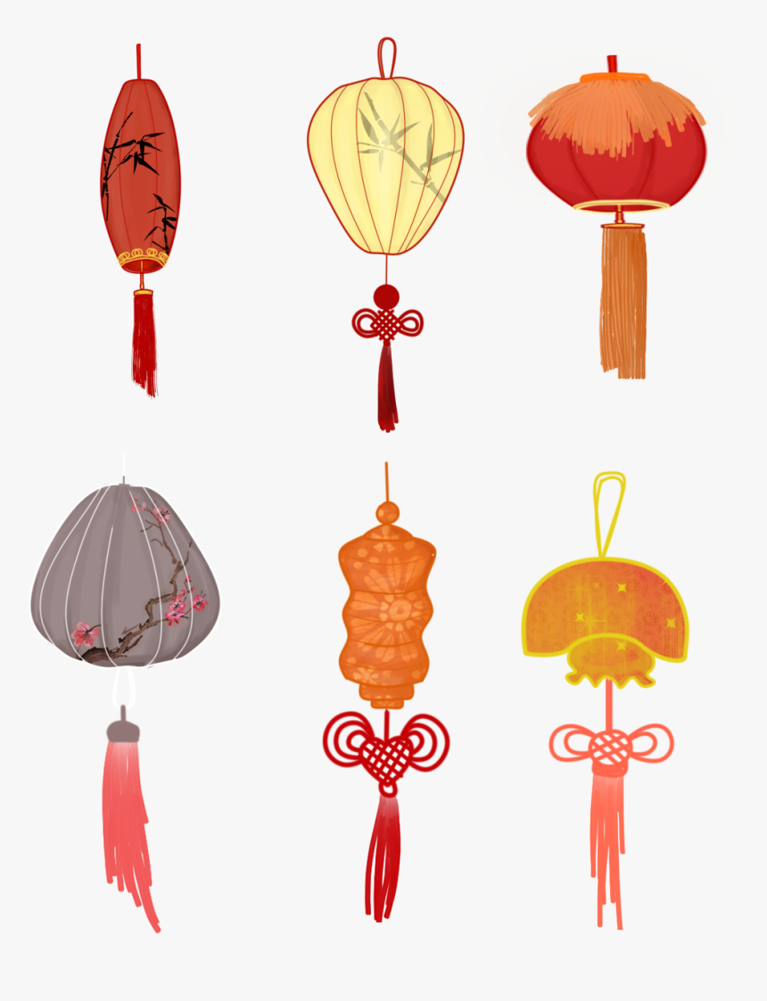 Lantern Set Illustration Tassel Chinese Knot Png And - Nút Thắt Tua Lồng Đèn Png, Transparent Png