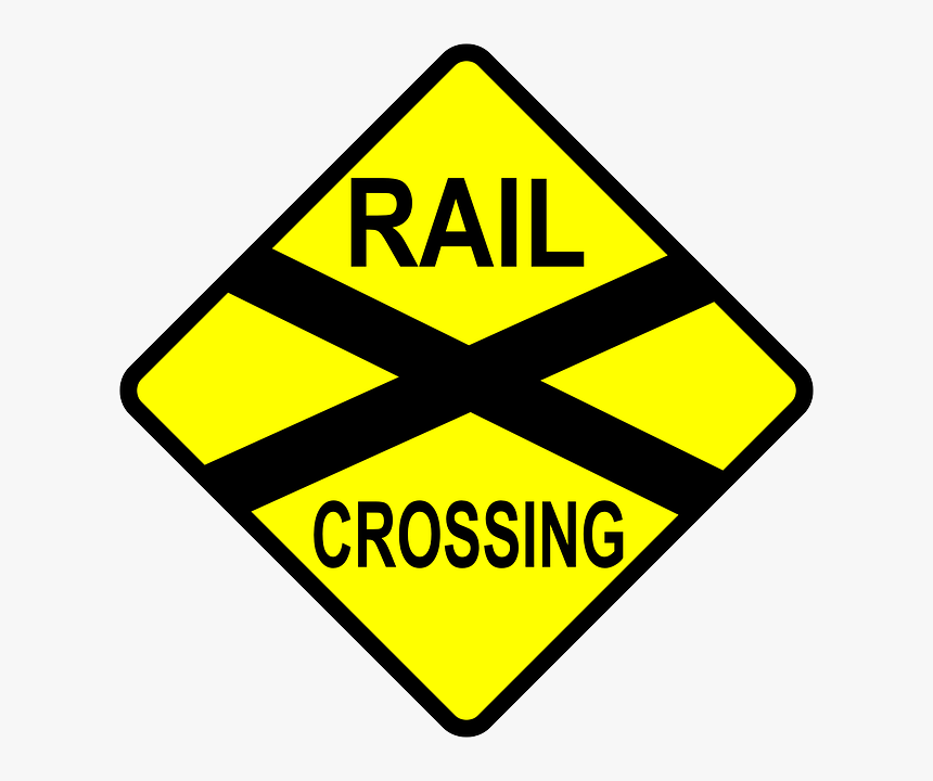 Caution Railroad Crossing Svg Clip Arts - Railway Crossing Clipart, HD Png Download