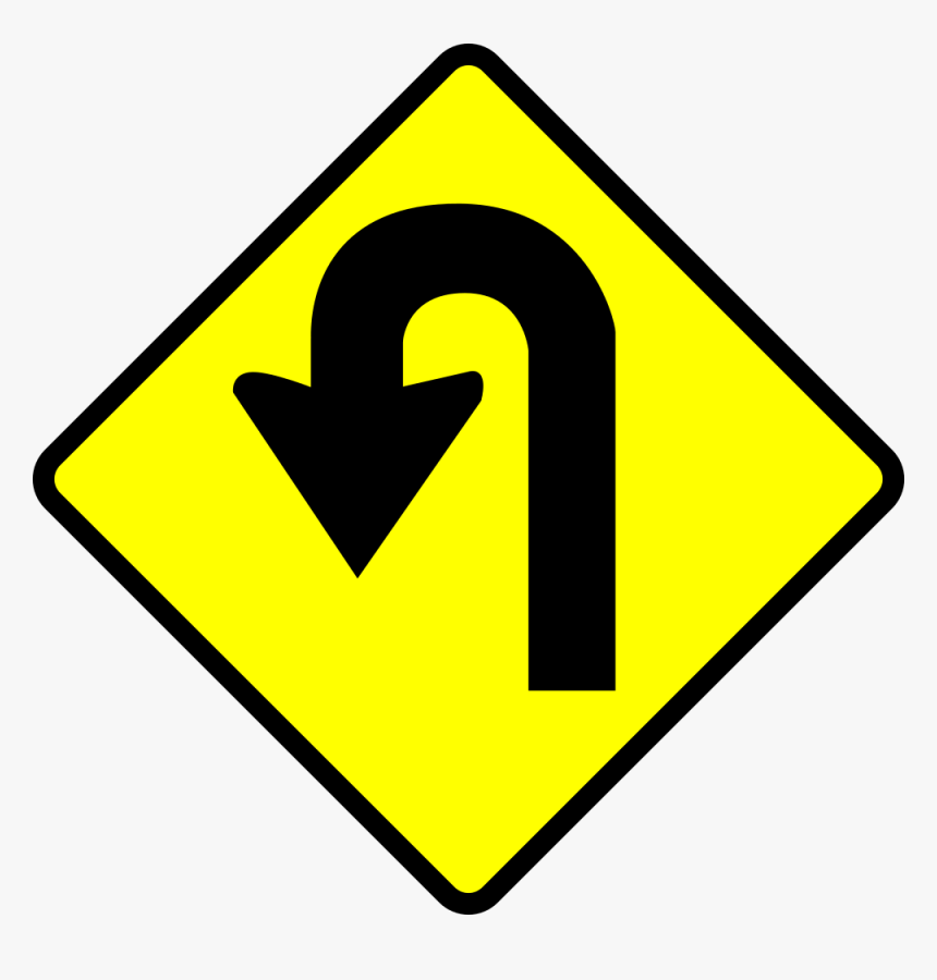 Caution U-turn - Clipart U Turn Sign, HD Png Download