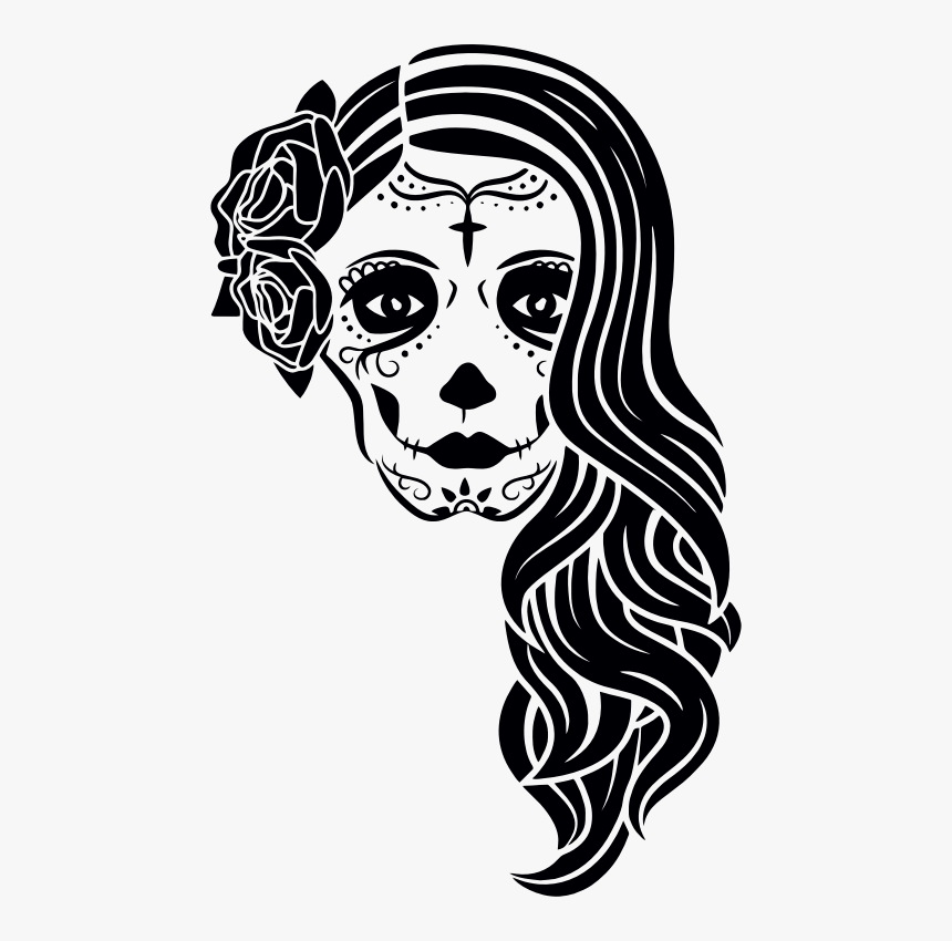 Day Of The Dead Woman Silhouette - Catrina Png, Transparent Png