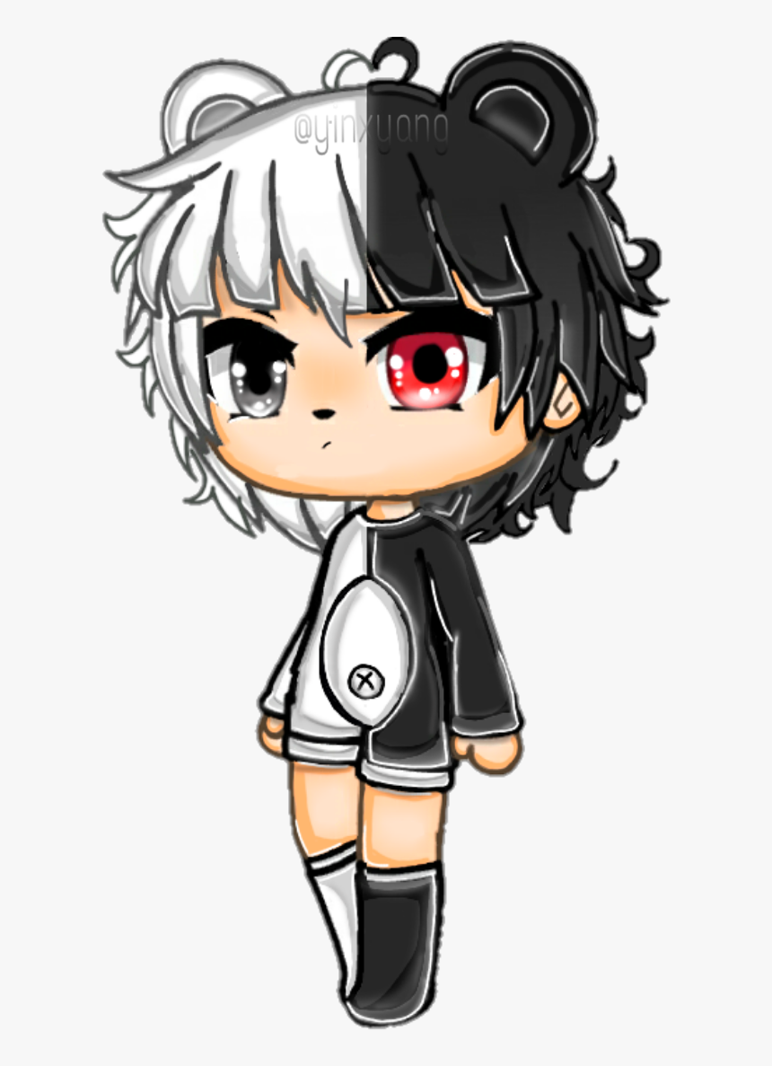 Human Version Of Monokuma As A Gacha Sticker - Cartoon, HD Png Download