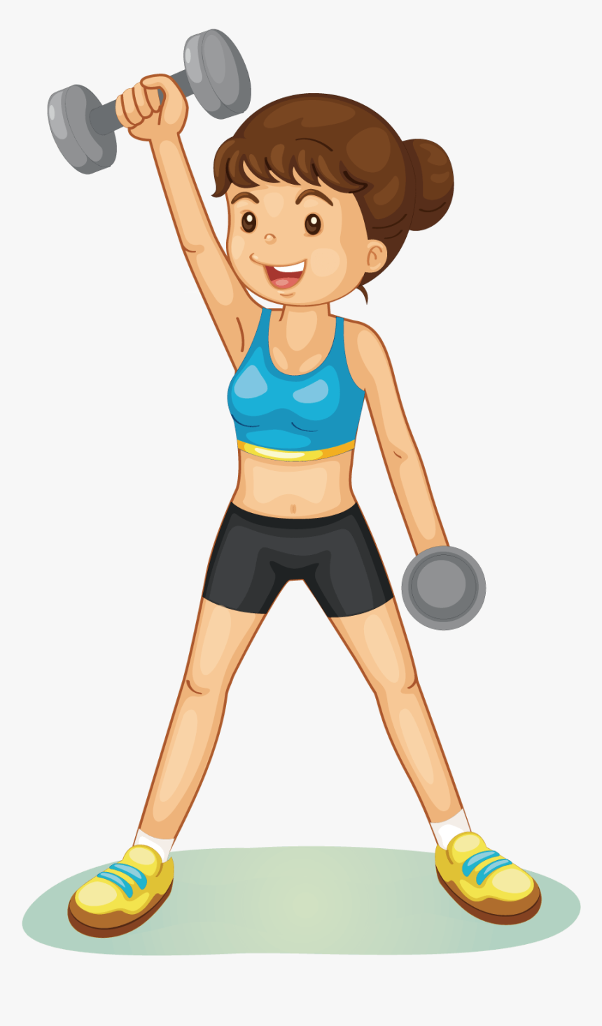 Dumbbell Clipart Sport Training And In Presentations Girl Lifting Weights Cartoon, HD Png