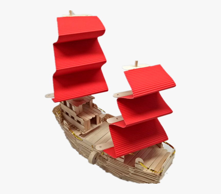 Ice Cream Stick Popsicle Stick Diy Handmade Boat Sailboat - Sail, HD Png Download