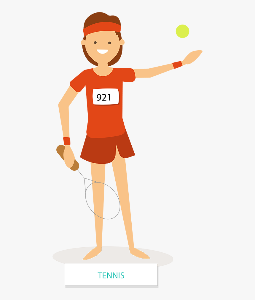 Cartoon Athlete Tennis Player - Transparent Background Tennis Cartoon Transparent, HD Png Download