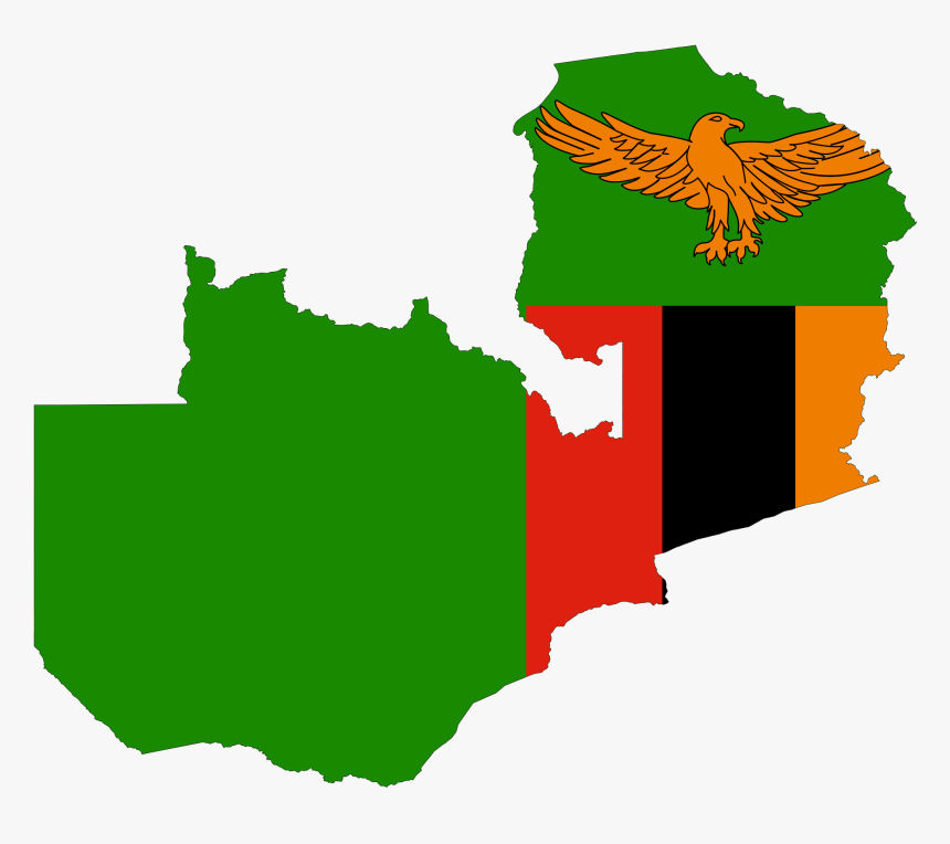 Zambia Flag Map Large Map - Zambia Flag In Country, HD Png Download