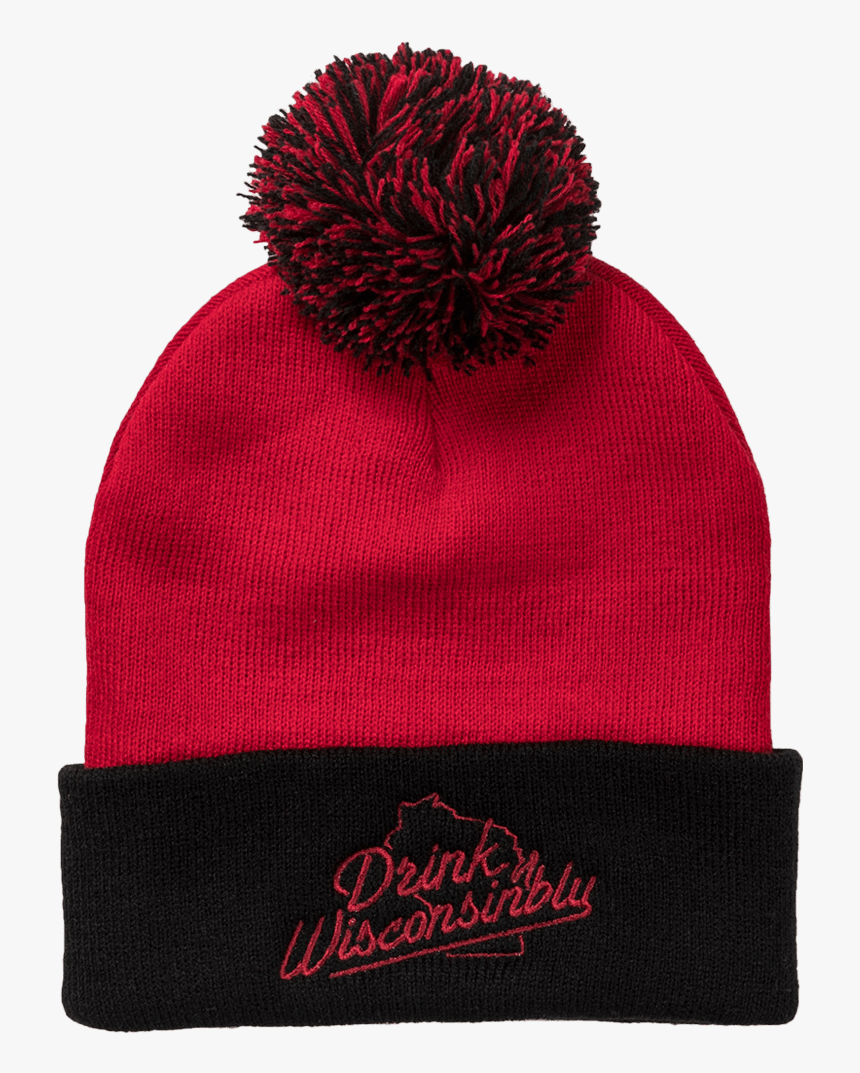 Drink Wisconsinbly Red & Black Pom Hat - Drink Wisconsinbly, HD Png Download