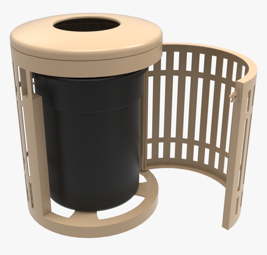 32 Gallon Downtown Trash Receptacle With Flattop And - Lndustrial Metal Trash Bin, HD Png Download