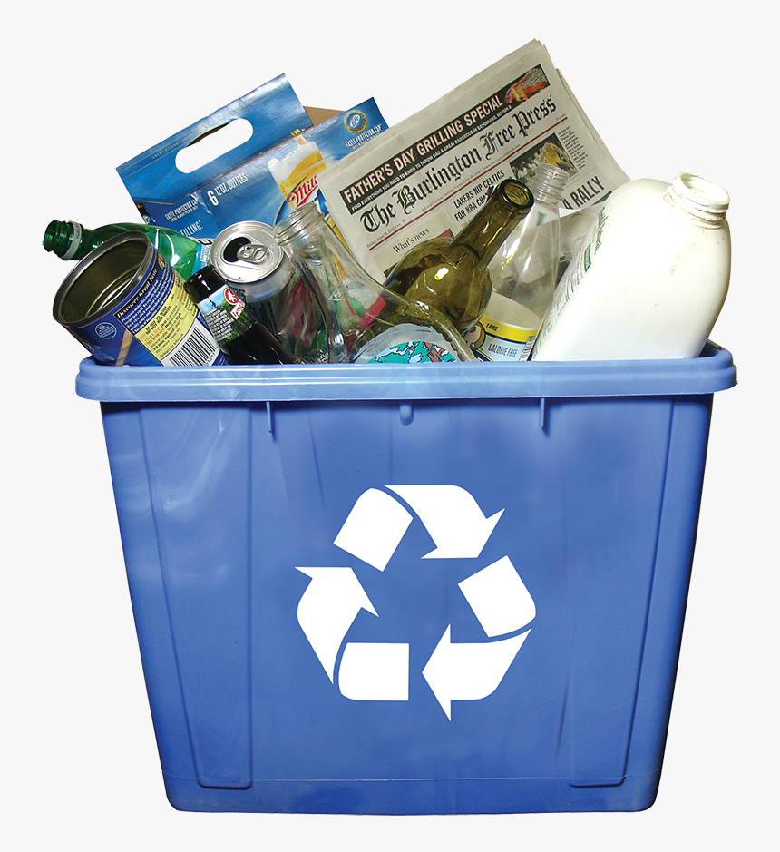 Transparent Recycling Bin Png - Recycling Bin With Recyclables, Png Download