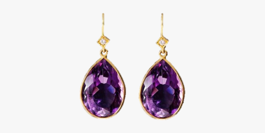 Amethyst & Diamond Earrings - Earrings, HD Png Download