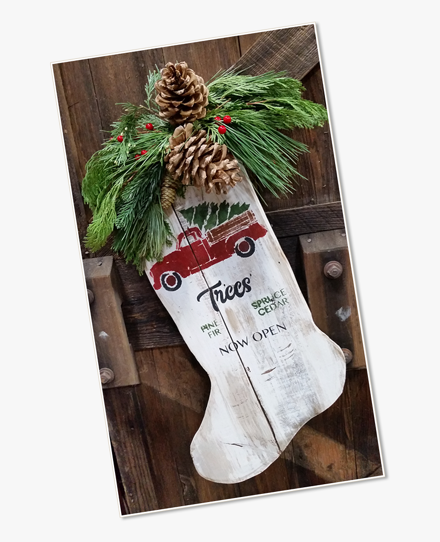 Image Of A Wooden Holiday Stocking - Christmas Stocking, HD Png Download