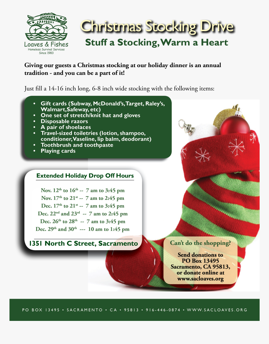 Holiday Stocking Drive - Christmas Stockings For The Homeless, HD Png Download
