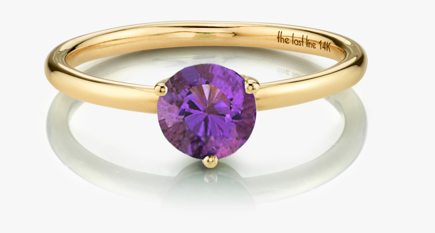 Large Solitaire Amethyst Ring - Birthstone, HD Png Download