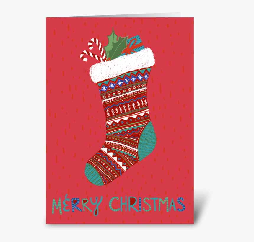 Merry Christmas Stocking Greeting Card - Vegetable Farfalle, HD Png Download